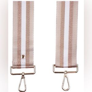 Pom Pom London Crossbody Strap - Brown, White, and Cream Stripe